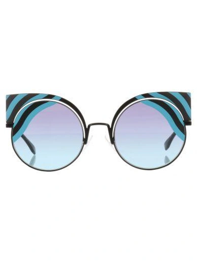 Shop Fendi Hypnoshine Sunglasses In Light Blue Black