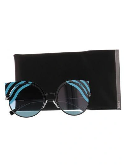 Shop Fendi Hypnoshine Sunglasses In Light Blue Black