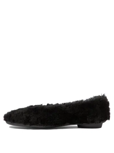 Ferragamo Salvatore  "noella Fur" Shearling Ballet Flats In Black
