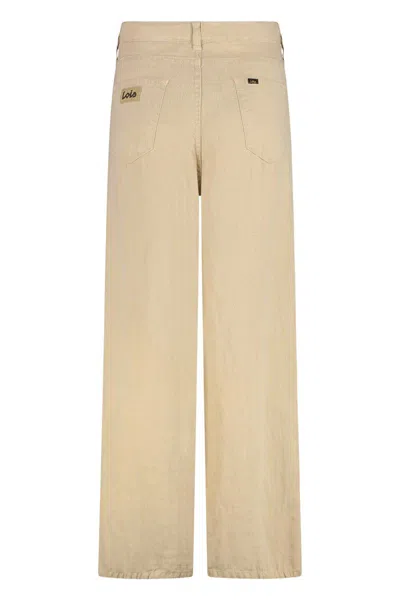 Lois Jeans Marlene Linen Trousers In Neutral