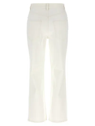 Tory Burch Cropped Denim Jeans With Flared Leg In White