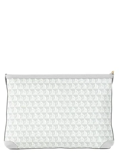 Anya Hindmarch Smiley Face Graphic Print Wrist Strap Clutch In White