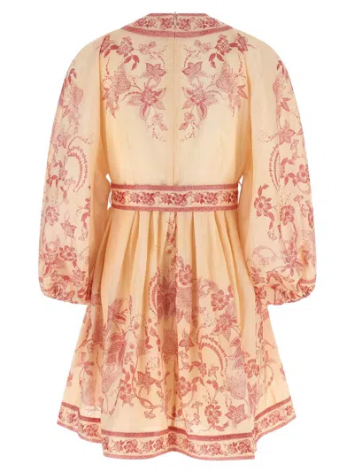 Zimmermann 'lucky Plunge' Dress In Pink