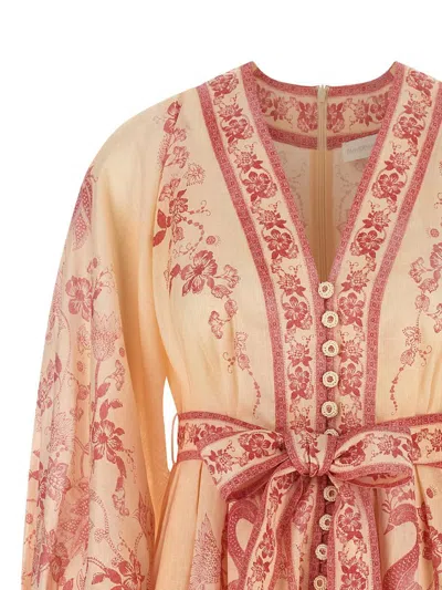 Zimmermann 'lucky Plunge' Dress In Pink