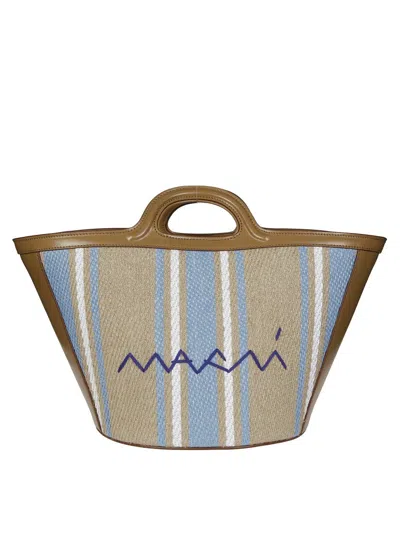 Marni Trapezoidal Handbag With Textured Fabric In Multi