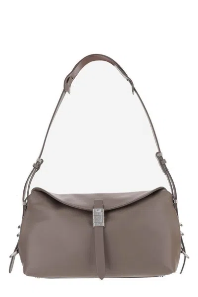 Pinko Structured Grey Handbag With Minimalist Aesthetic In Gray