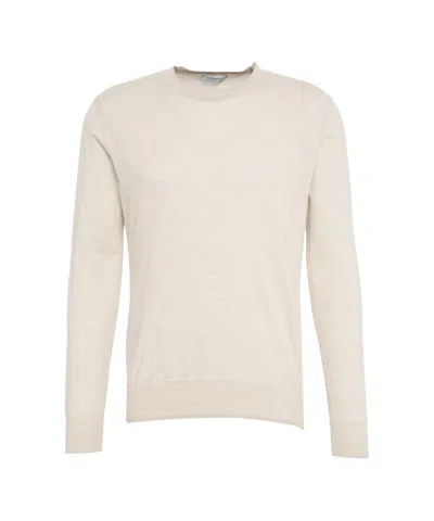 Paolo Pecora Fine Knit Sweater With Classic Crew Neckline In Neutral