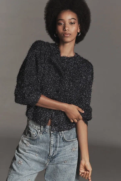 By Anthropologie Boat-neck Tinsel Cardigan In Blue