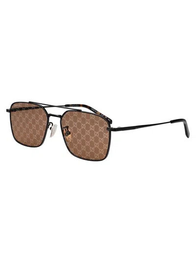 Gucci Eyewear Specialized Fit Rectangular Sunglasses In Brown