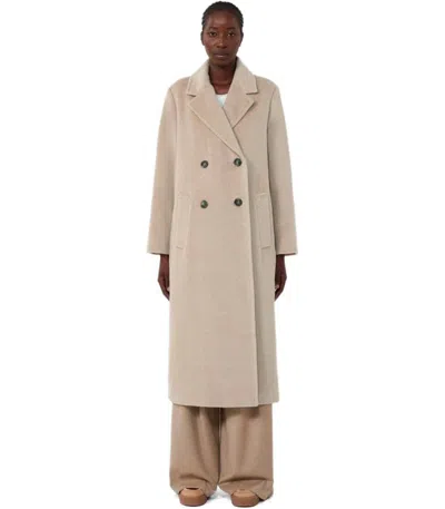 Weekend Max Mara Zufolo Light Beige Double-breasted Coat In Multi