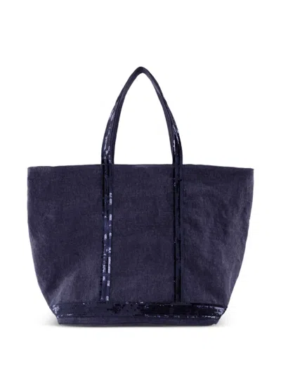 Vanessa Bruno Large Cabas Sequin-embellished Tote Bag In Blue