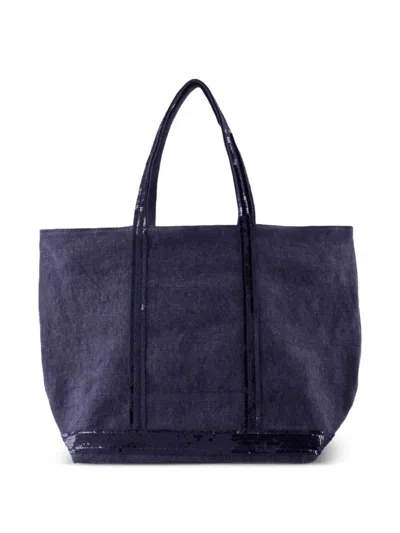 Vanessa Bruno Large Cabas Sequin-embellished Tote Bag In Blue