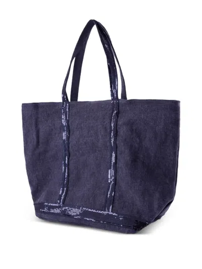 Vanessa Bruno Large Cabas Sequin-embellished Tote Bag In Blue
