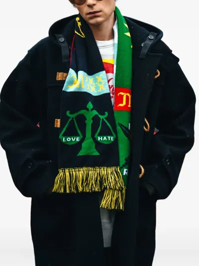 Saint Mxxxxxx Fringe Graphic Scarf In Multi