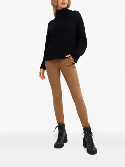 Moncler Logo-patch Trousers In Brown