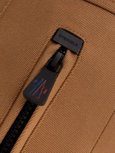 Moncler Logo-patch Trousers In Brown