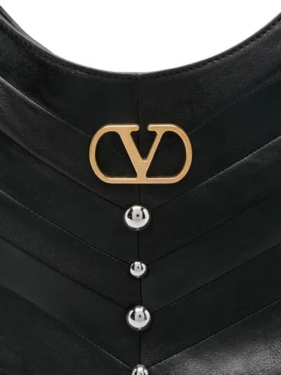 Valentino Hoboho Small Leather Hobo Bag With Studs In Black
