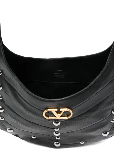 Valentino Hoboho Small Leather Hobo Bag With Studs In Black