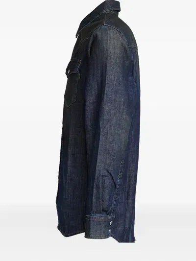 Department Five Buttoned Western Shirt In Blue