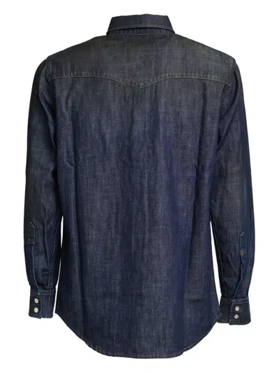 Department Five Buttoned Western Shirt In Blue