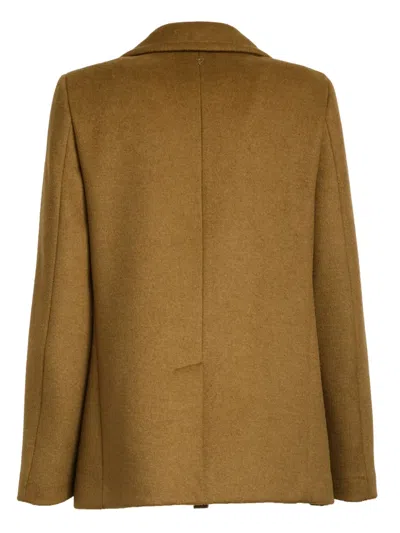 Dondup Double-breasted Brown Peacoat With Patch And Welt Pockets In Brown