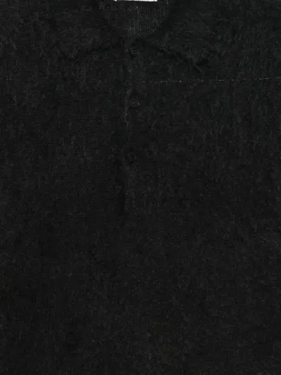 Auralee Long-sleeve Polo Shirt In Black