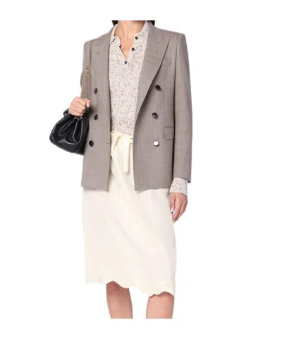 Tagliatore Beige Double-breasted Jacket In Wool Blend In Brown