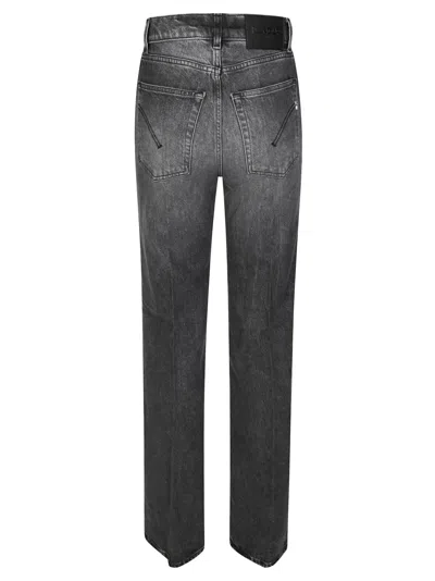 Dondup High-waisted Wide-leg Amber Trousers With Minimalist Design In Black