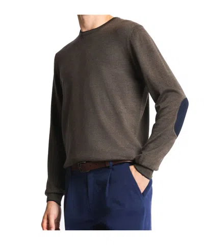Fay Elbow-patch Crew-neck Sweater In Brown