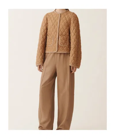 Fabiana Filippi Quilted Single-breasted Puffer Jacket In Brown