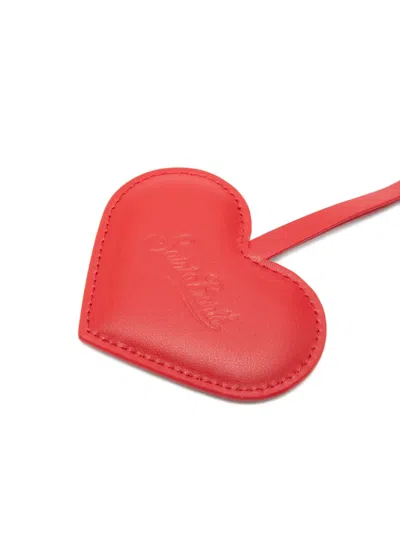 Mc2 Saint Barth Heart Leather Charm In Red