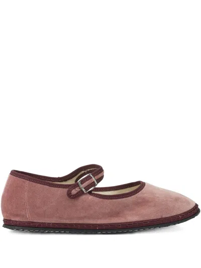 Vibi Venezia Mary-jane Marie Antoinette Velvet Ballet Flats In Pink