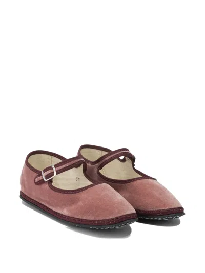 Vibi Venezia Mary-jane Marie Antoinette Velvet Ballet Flats In Pink