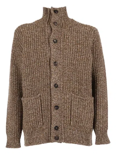 Filippo De Laurentiis Button Pocket Cardigan In Brown