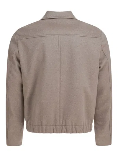 Montedoro Beige Wool Cashmere Blend Jacket In Brown