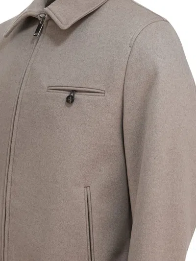 Montedoro Beige Wool Cashmere Blend Jacket In Brown