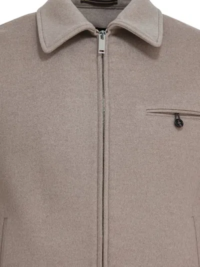 Montedoro Beige Wool Cashmere Blend Jacket In Brown