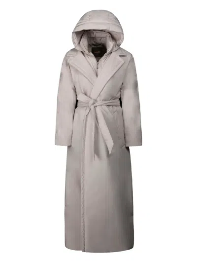 Moorer Camely-stp Hooded Belted Jacket In Neutral