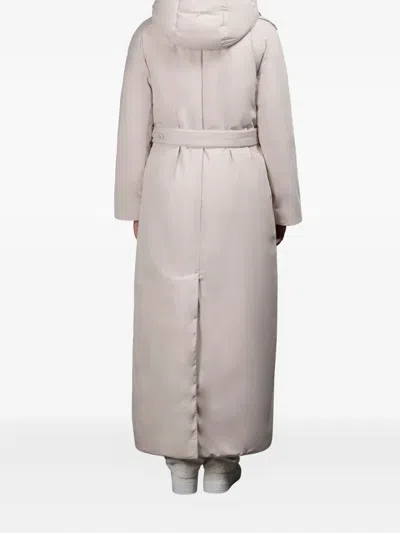 Moorer Camely-stp Hooded Belted Jacket In Neutral