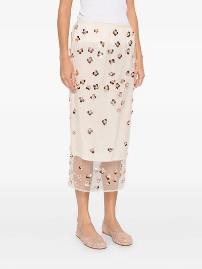 Forte Forte Flower-detail Midi Skirt In Neutral