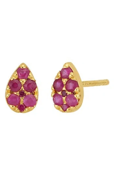 Bony Levy El Mar Ruby Pear Stud Earrings In Gold