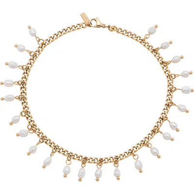 St. Moran Vicente Freshwater Pearl Anklet In Gold