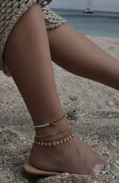 St. Moran Vicente Freshwater Pearl Anklet In Gold