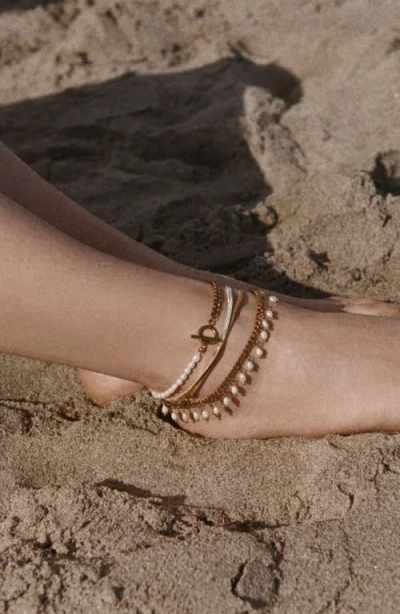 St. Moran Vicente Freshwater Pearl Anklet In Gold
