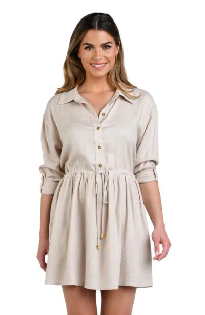La Blanca Delphine Cover-up Shirtdress In Neutral