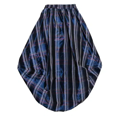 Bianca Popp Women's Blue / Pink / White Balloon Skirt In Blue Tartan Taffeta In Multi