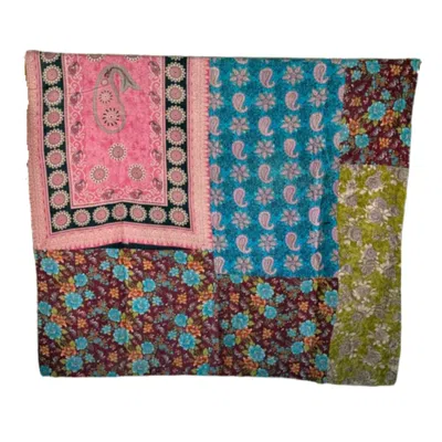 Transcend Indigo Garden Vintage Kantha Throw In Multi