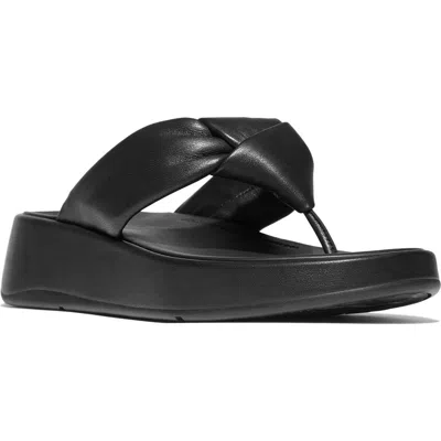 Fitflop F-mode Knot Platform Wedge Flip Flop In Black