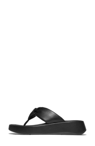 Fitflop F-mode Knot Platform Wedge Flip Flop In Black