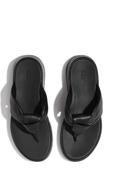 Fitflop F-mode Knot Platform Wedge Flip Flop In Black